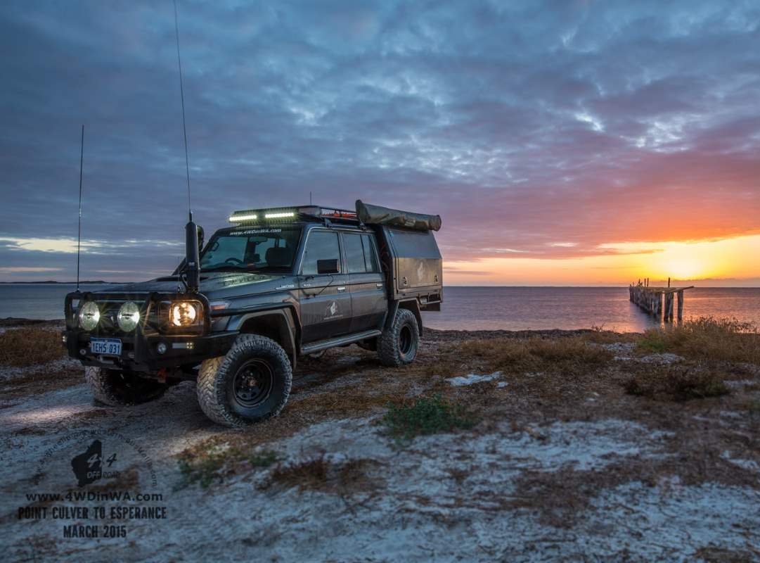 Truck At Israelite Bay to Poison Creek With Sunset Background.