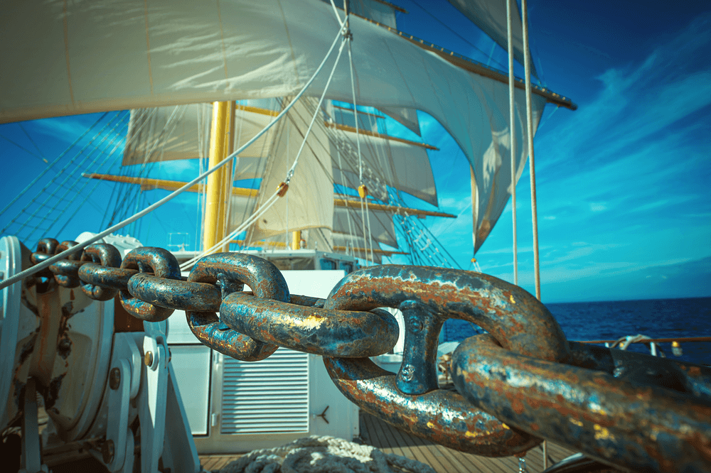Deck von einem Segelschiff Golden Horizon