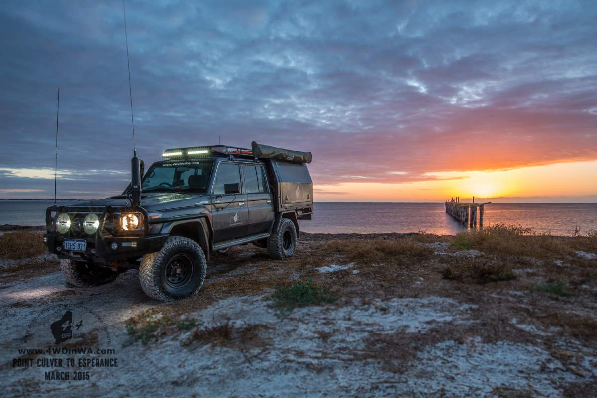 Truck At Israelite Bay to Poison Creek With Sunset Background.